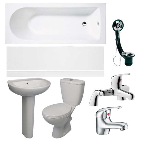 2go full suite with 1700mm bath basin toilet chrome taps