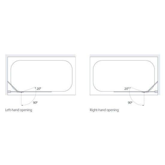 coastline 1500 900 hinged bath screen left hand