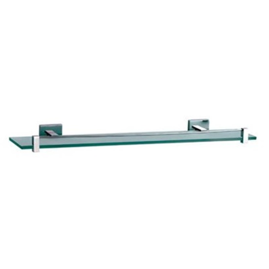 Kubix Glass Shelf 600mm Long Contemporary  Bathroom Chrome Wall Mounted Accessory