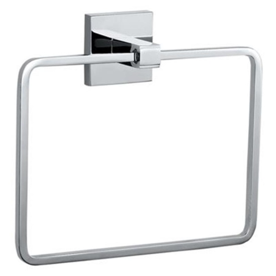 Kubix Square Chrome Elegant Bathroom and Cloakroom Towel Ring