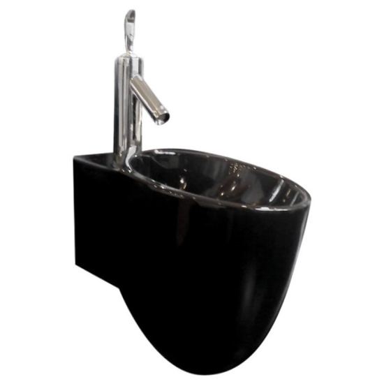 Tixel Black Ceramic Basin Wall Hung Curved and Stylish Bathroom Accessory