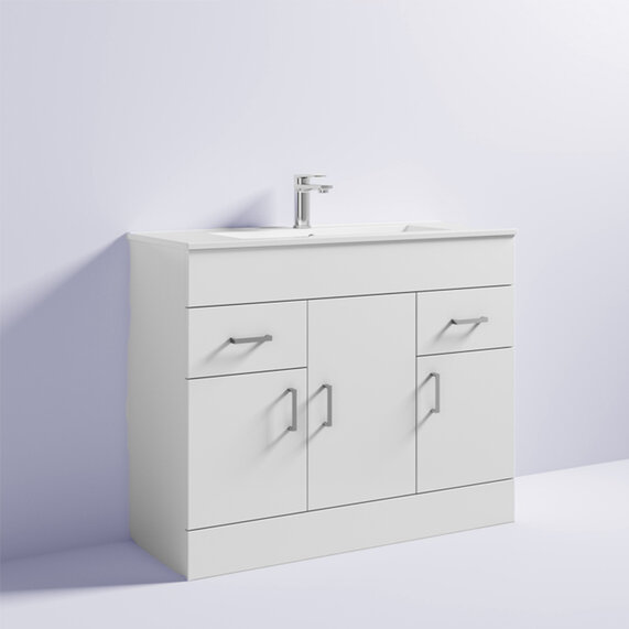 Mercury 1000mm Large Contemporary White Vanity Unit with Basin