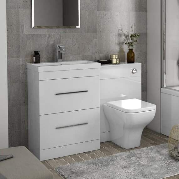 Patello - White 1200mm Vanity Furniture Set with Basin and WC Toilet