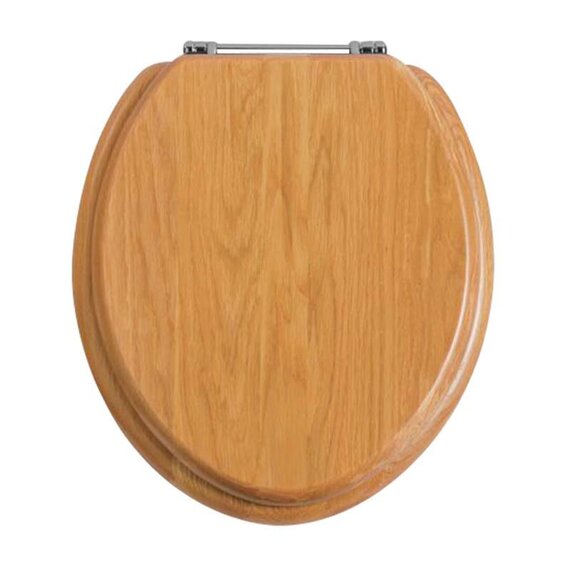 Wooden Toilet Seat Oak/Chrome Seat