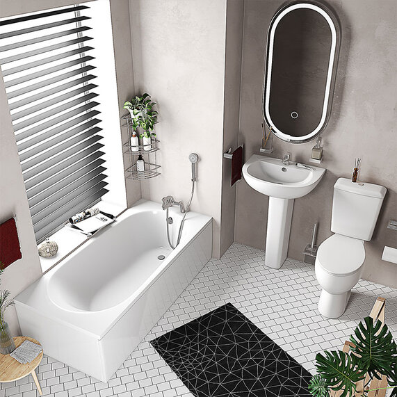 1500, 1600 or 1700mm Bath Suites | Modern White New Bathroom Suite Complete