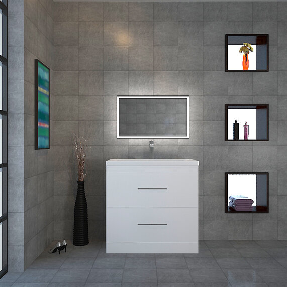 Patello - White 800mm Floorstanding Bathroom Vanity Unit with Basin