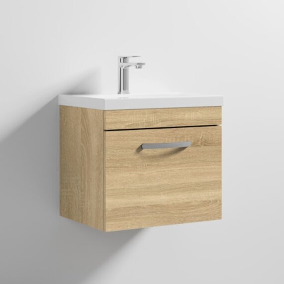 Atheana 500 Wall Hung 1 Draw Bathroom Vanity Unit with Basin (Colour Options)