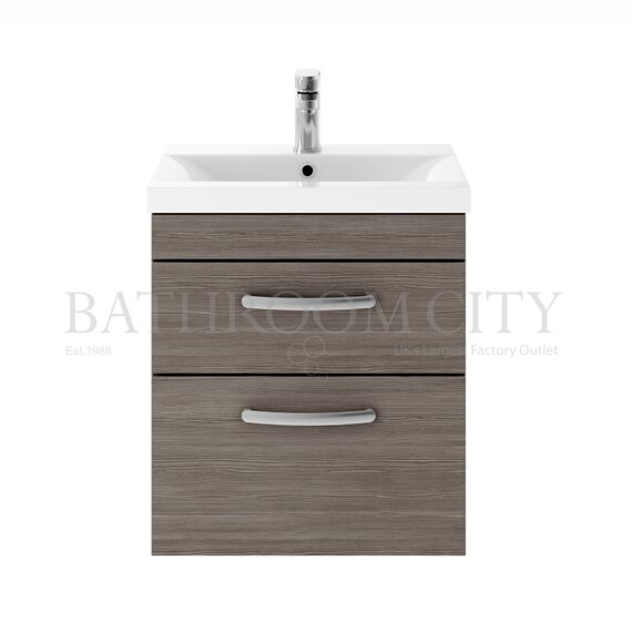 Atheana 500 Wall Hung 2-Draw Bathroom Vanity Unit with Basin (Colour Options)