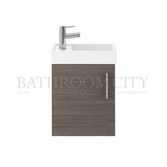 Vault 400 Single Door Wall Hung Small Bathroom Vanity Unit and Basin