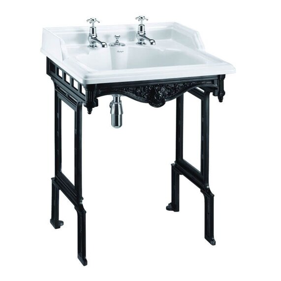 650mm Classic Basin with Black Aluminium Stand - Burlington (Integrated Waste & Overflow)