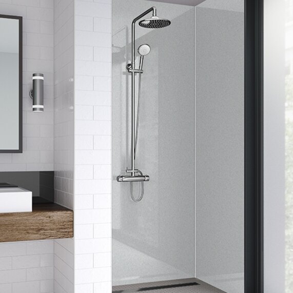 White Pearl: Acrylic Shower Wall Panels, Matt or Gloss Finish, Various Sizes