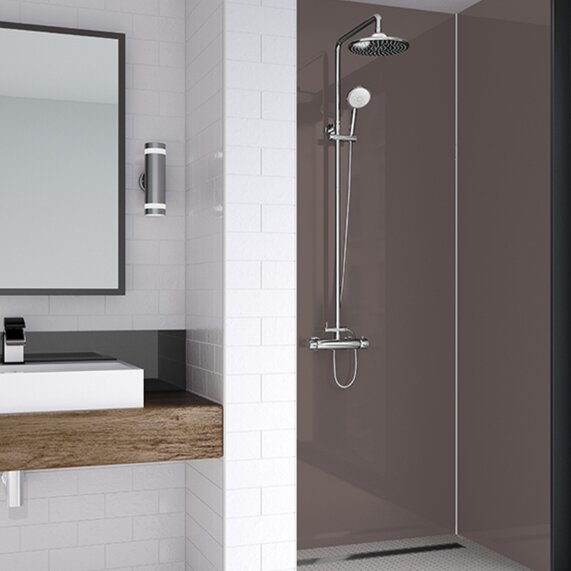 Mocha: Acrylic Shower Wall Panels, Matt or Gloss Finish, Various Sizes