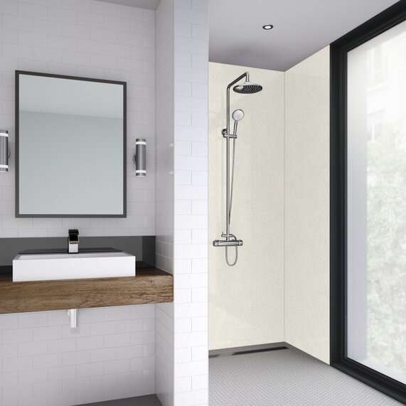 White Frost: Classic Laminated Solid-core Shower Wall Panels, Various Sizes