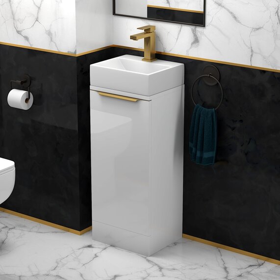 Jivana - White 325mm Cloakroom Vanity Unit with Basin - Choice of Handles