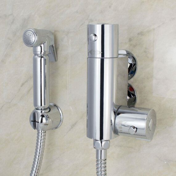 BC Chrome Douche Kit with Thermostatic Valve and Sprayer | RIA BRASSWARE