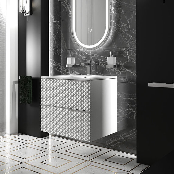 Elvia 600 White Vanity Unit & White Basin | Chrome Handles