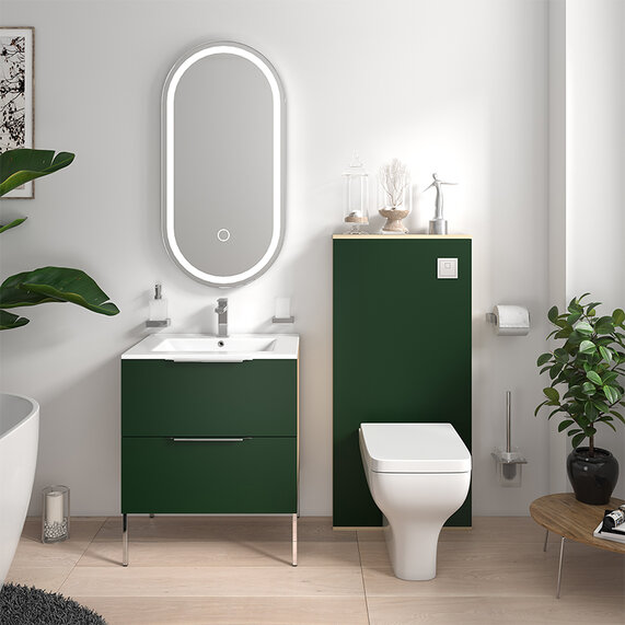 Green Vanity Unit with WC Floorstanding Toilet Unit - Alani 600