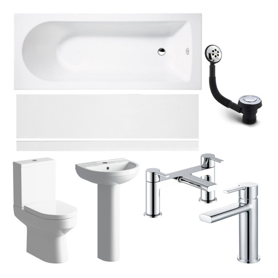 Aureus Complete Bath Suite with Basin & Toilet - Chrome Taps Included