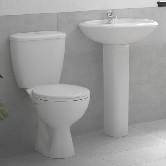 Aureus Four Piece Suite with Basin, Pedestal and Close-coupled Toilet