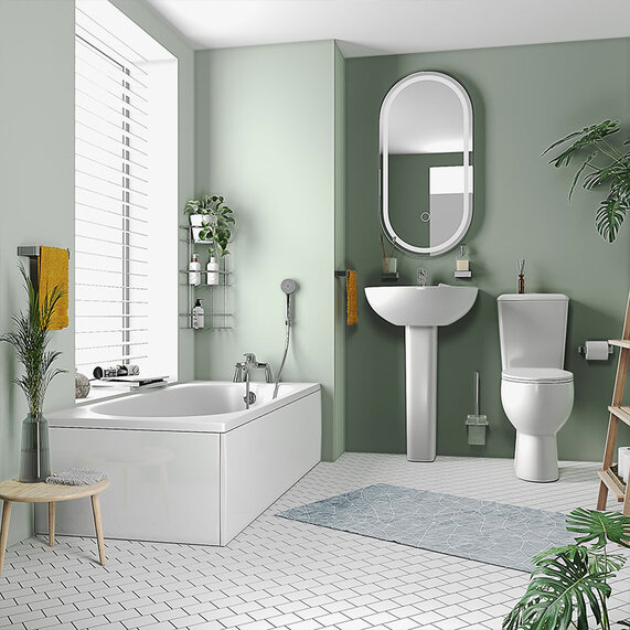 Elite Bathroom Suite: Bath, Basin and Toilet