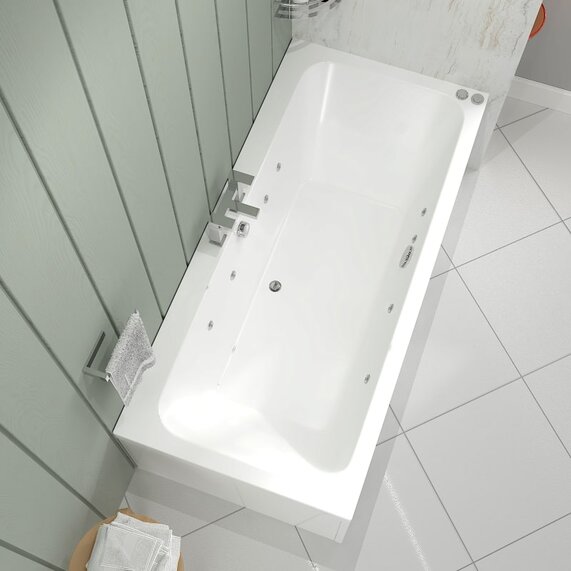 1700 x 800 - Whirlpool Acrylic Bath - Double Ended Wide Bath