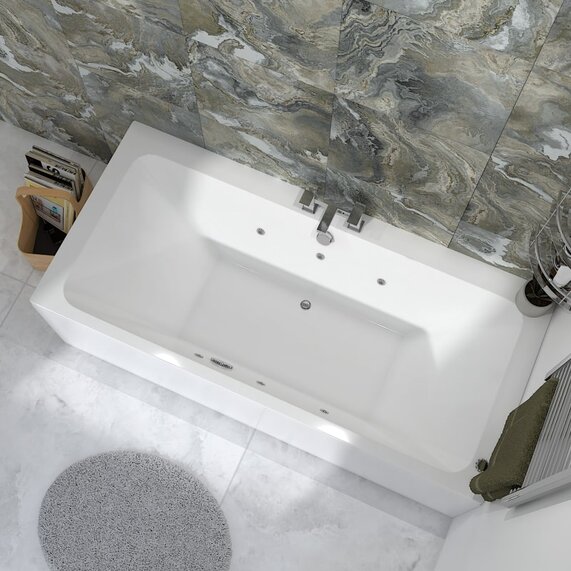 1700 x 800 - Whirlpool Spa Bath - 6 or 14 Jets, Super Deep, Turin Wide Bath