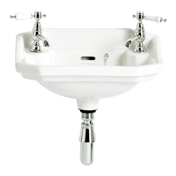 Heritage Granley White Wall Mounted Basin 2 Tap hole 