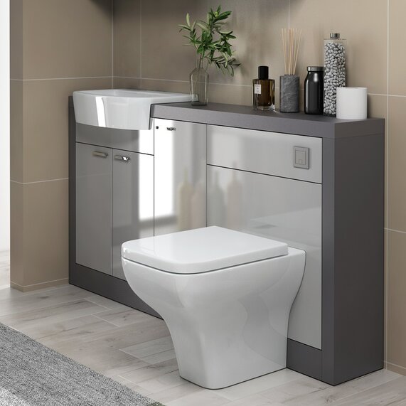 Grove - Grey 1500mm Combination Vanity and Toilet Unit with Basin