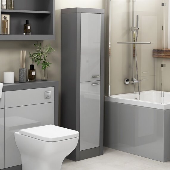 Grove 2 Door Bathroom Tallboy Storage Platinum Grey