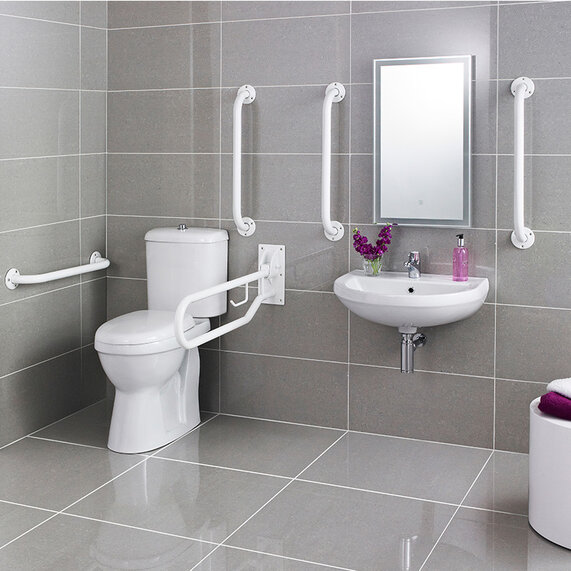 Accessible White Doc M Bathroom Pack with Toilet & Basin