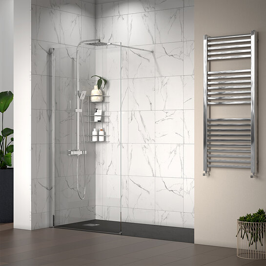 Radiant Walk-in with Black Slate Tray: 1800 x 800mm