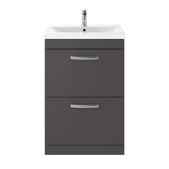 nuie athena grey 600mm floorstanding vanity with two drawers