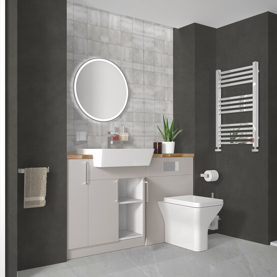 Oliver Cashmere Fitted Suite (No Cistern) | Chrome Handles