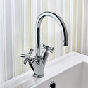 Solo Monoblock Basin Mixer without popup waste, with 375mm Long Braided Hoses, LP 0.3
