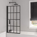 eastbrook black framed hinged bath screen 800 x 1400mm