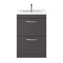 nuie athena grey 600mm floorstanding vanity with two drawers