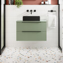 Main Room Scene Image for 800mm Green Vanity Unit with Black Sink from Hudson Reed