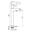 Aria Single Lever High Neck Basin Mixer (150mm Extension Body) Without Popup Waste, with 600mm Long Braided Hoses, HP 1.0