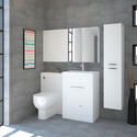 Extra Product Image For Patello Bathroom Furniture Suite With Mirror Cabinet & Wall Storage (Grey Or White) 1