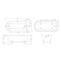 Line Drawing for Bayswater Sutherland 1700mm Freestanding Bath