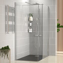 radiant 1400 walkin corner shower enclosure black tray