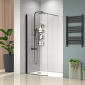 radiant black 1500 walkin recess shower enclosure black tray