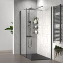 radiant black 1600 walkin corner shower enclosure black tray