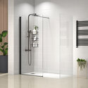 radiant black 1600 walkin corner shower enclosure black tray