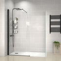 radiant black 1600 walkin corner shower enclosure black tray