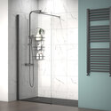 radiant black 1700 walkin recess shower enclosure black tray