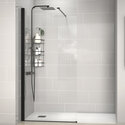 radiant black 1700 walkin recess shower enclosure black tray