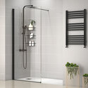 radiant black 1700 walkin recess shower enclosure black tray