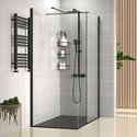 radiant black 1500 walkin corner shower enclosure black tray