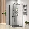 radiant black 1400 walkin corner shower enclosure black tray